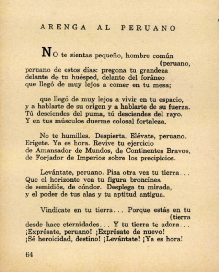 ARENGA AL PERUANO 101 años de MARIO FLORIÁN PERÚ PLURAL