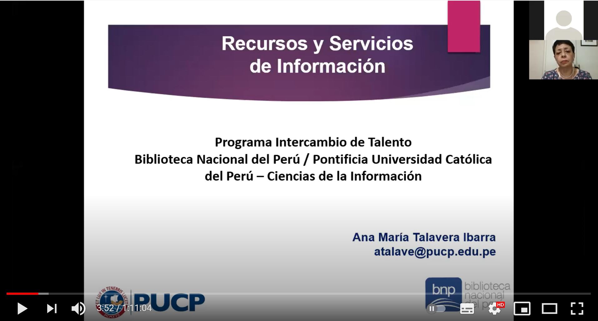 Especialidad de Ciencias de la Información y Biblioteca Nacional del Perú: Programa Intercambio de Talento 2021 [video]