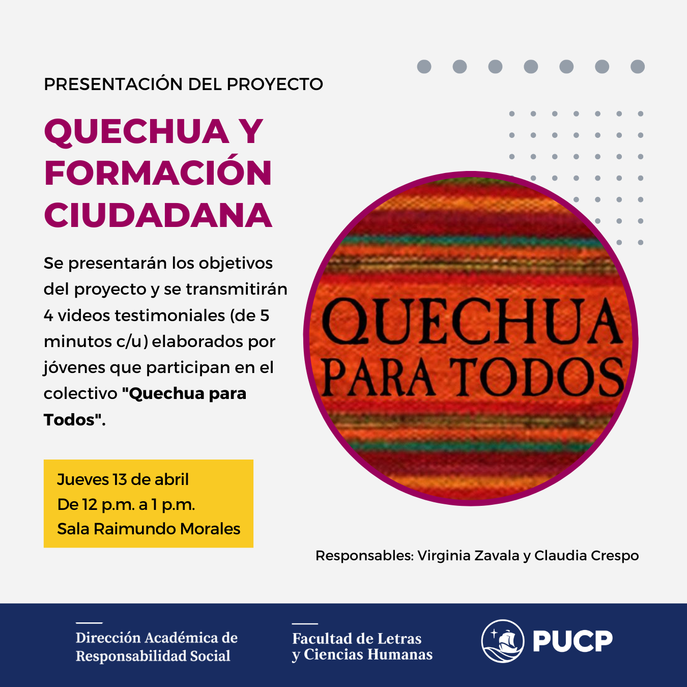 Presentación del proyecto “Quechua y formación ciudadana”