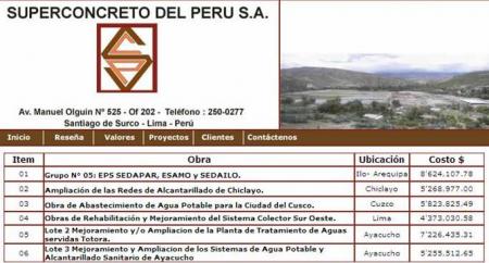 Obras realizadas por Superconcreto del Perú
