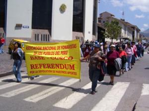 Fonavistas protestando para que se cumpla con convocar a referéndum