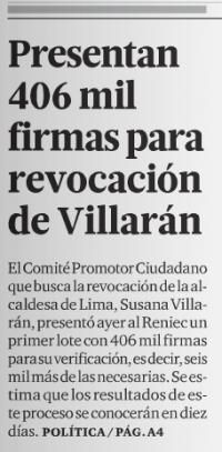 Fuente: El Comercio, 05 de abril de 2012, portada.