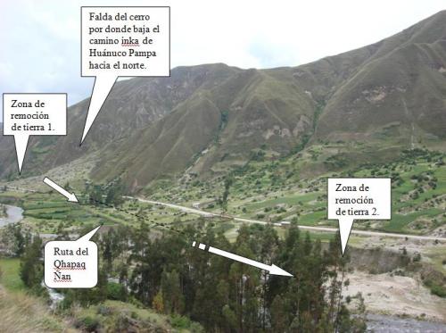 Destrucción del Qhapaq Ñan al norte de Huánuco Pampa