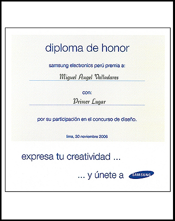 Diploma que me acredita como el Ganador del Concurso